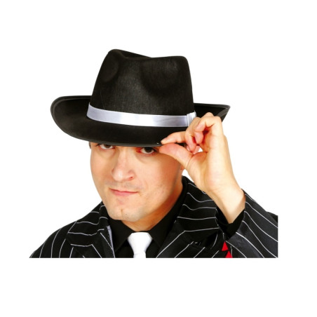 Sombrero Gánster Negro, Cinta Blanca