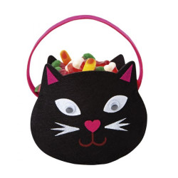 Bolso Portacaramelos Gatito Negro Fieltro