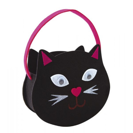 Bolso Portacaramelos Gatito Negro Fieltro