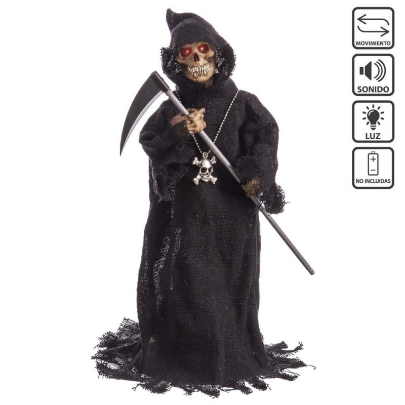 Muerte Guadaña Luz/Sonido/Movimiento 33x13x13cm