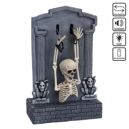 Lápida Esqueleto Luz, Sonido y Movimiento 21 x 11 x 35 cm
