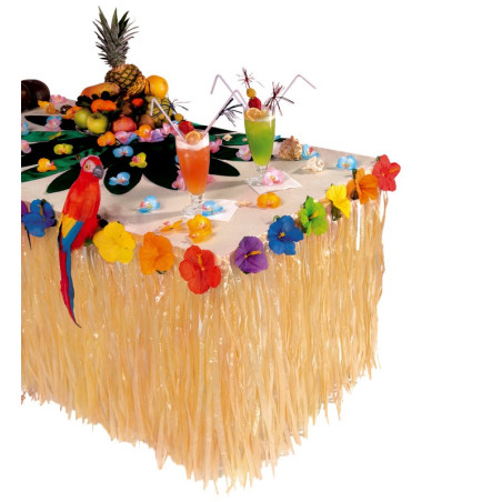 Decoración Mesa Tropical Flores Hibiscos 275x75cm