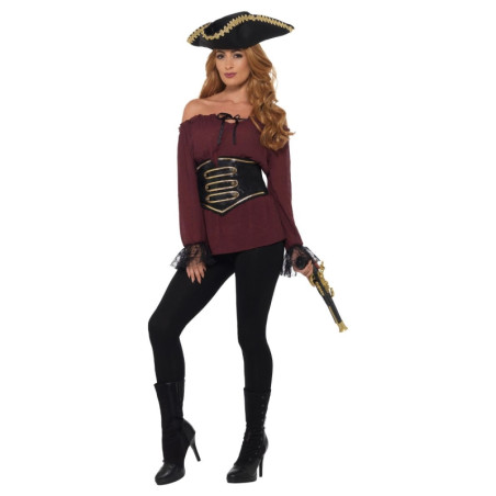 Camisa Pirata Deluxe Mujer, Adulta T/L