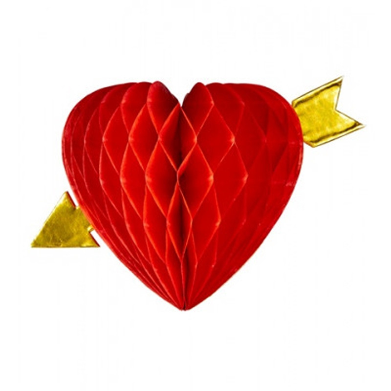 Corazón panal abeja con flecha 30cm