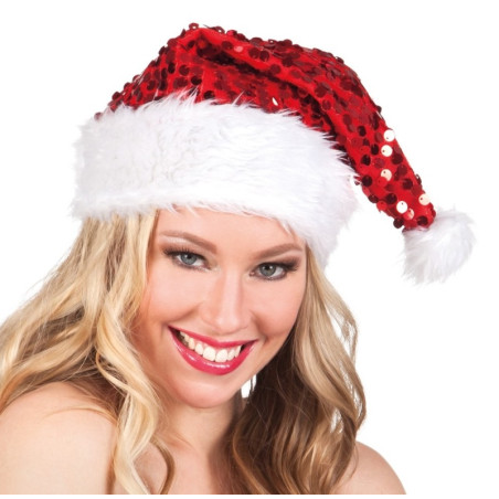 Gorro Papa Noel Lentejuela Roja