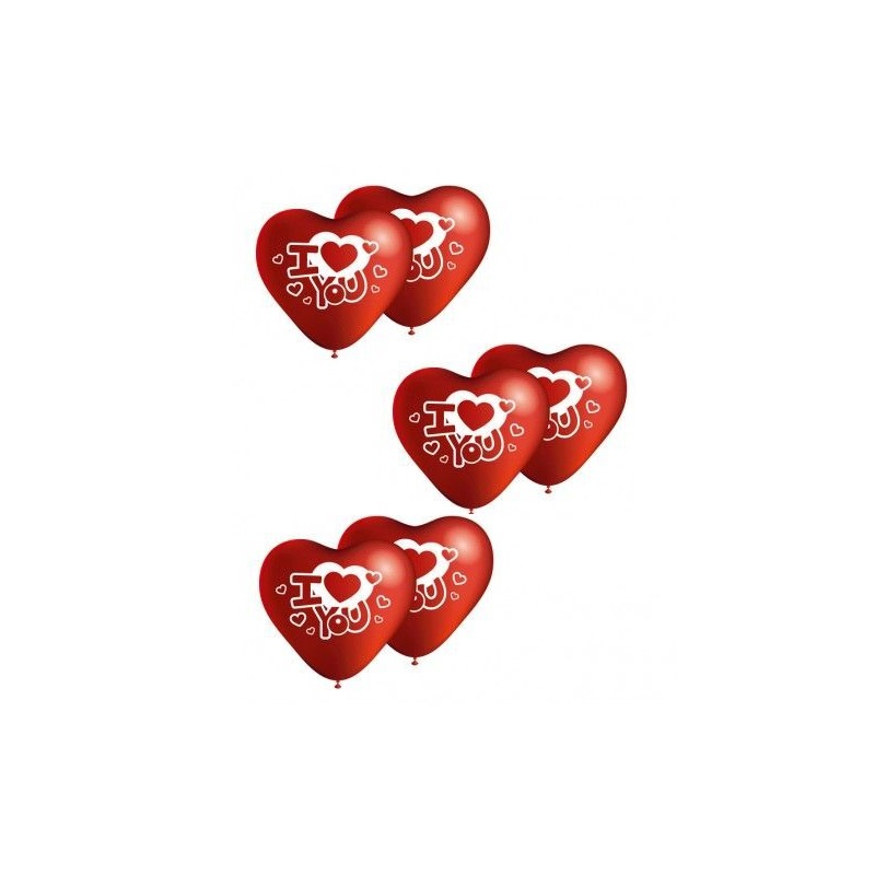 Bolsa 50 Globos Corazón Ø80cm  ''I LOVE YOU''