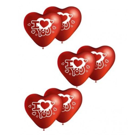 Bolsa 50 Globos Corazón Ø80cm  ''I LOVE YOU''