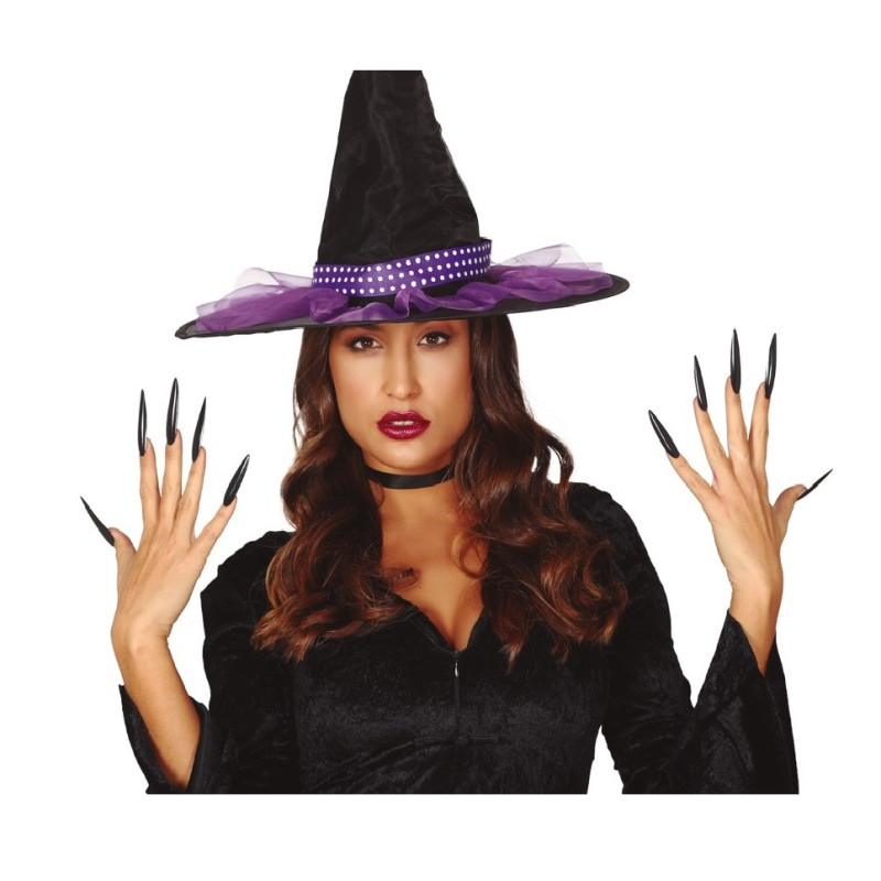 Set 10 Uñas Negras con Adhesivo