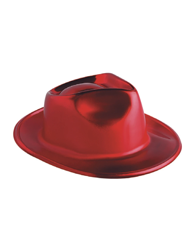 Sombrero Alcapone Metalizado Rojo