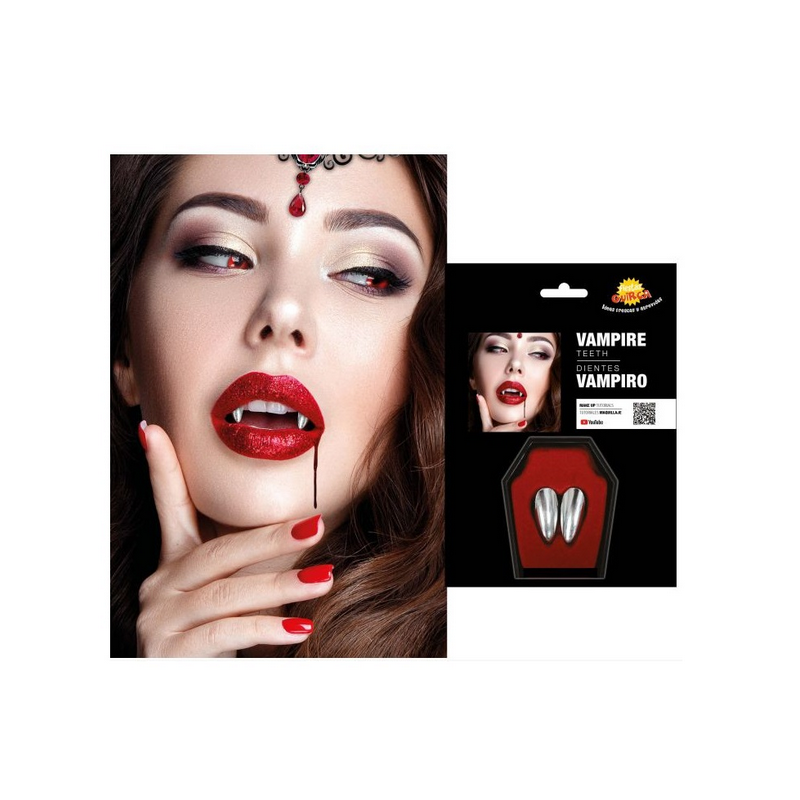 Colmillos Plata para Vampiro/a con Termoplástica 