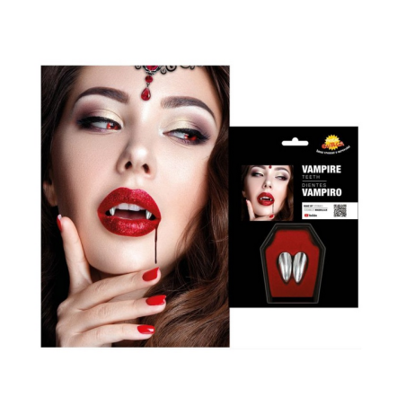 Colmillos Plata para Vampiro/a con Termoplástica 