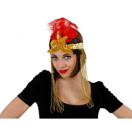 Diadema Charlestón con Pluma Roja