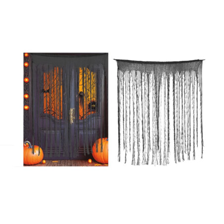 Cortina Tela Negra y Gris Rasgada 150x190cm