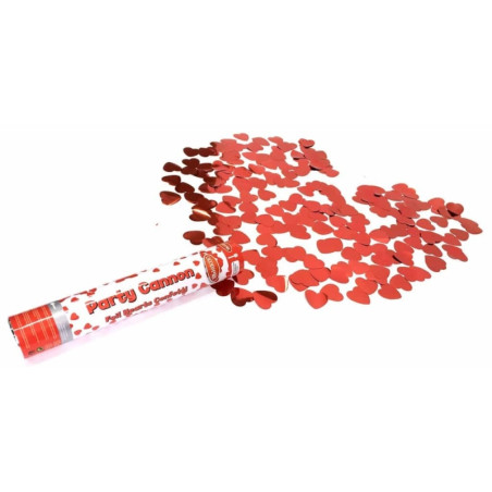 Cañón Confetti Corazones Metalizados Rojos