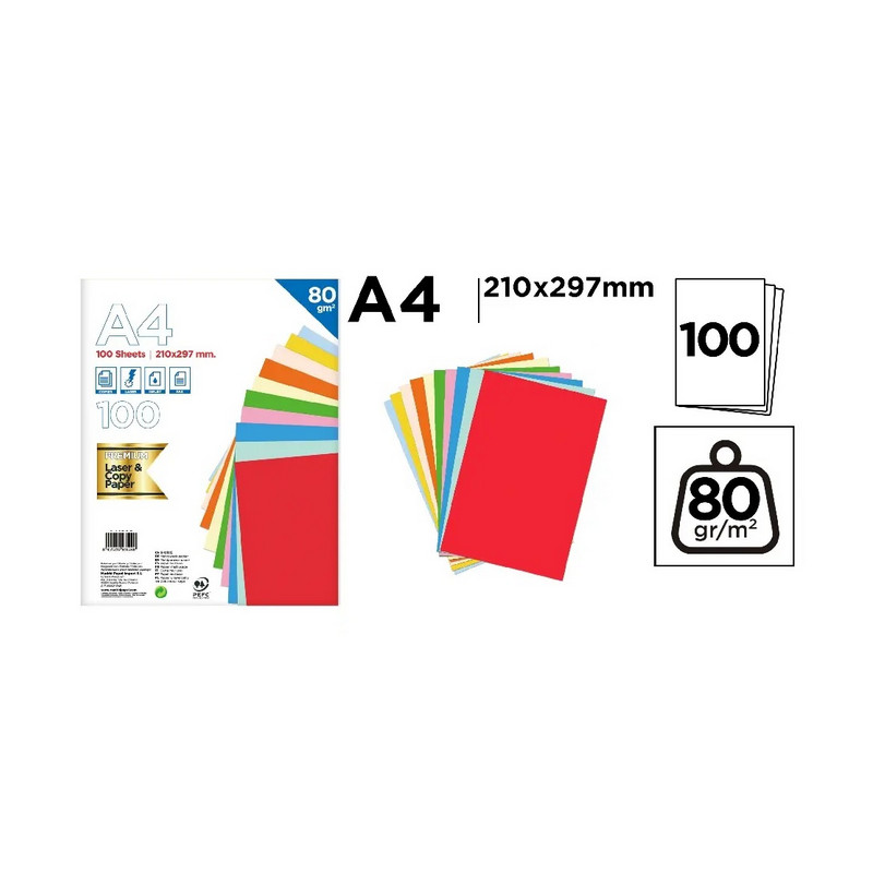 Paquete 100 Folios Colores DIN-A4