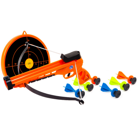 Pistola Ballesta PVC, con Diana y 6 Dardos Ventosa