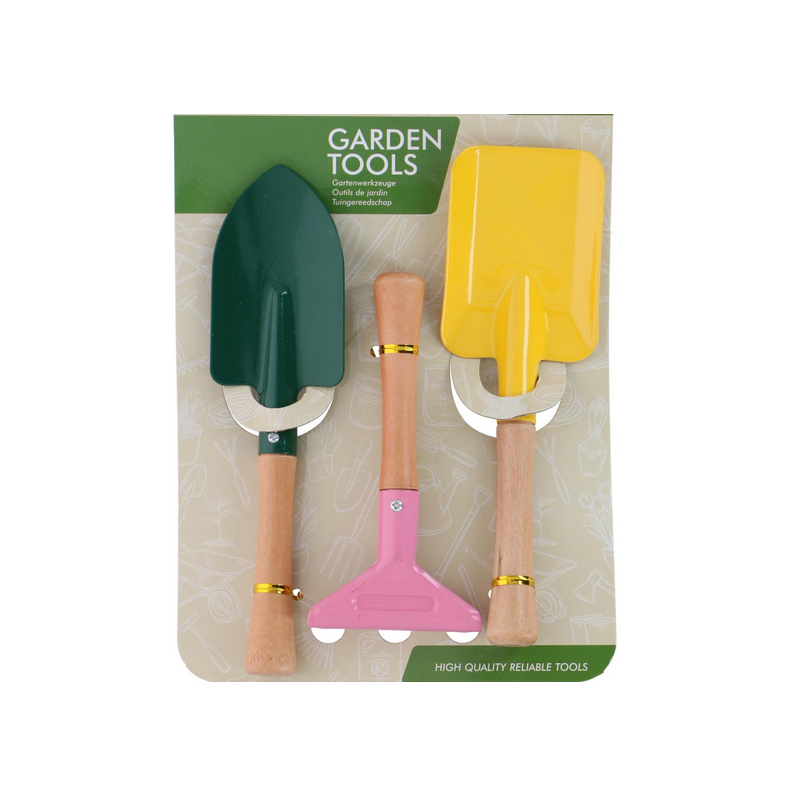 Juego de Herramientas de Jardín, Madera/Metal (3 Piezas)