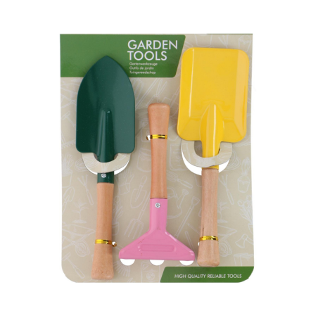 Juego de Herramientas de Jardín, Madera/Metal (3 Piezas)