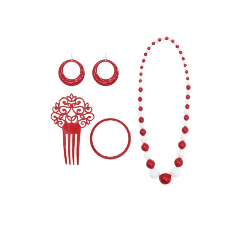 Conjunto Flamenca 4 Piezas, Rojo/Blanco 