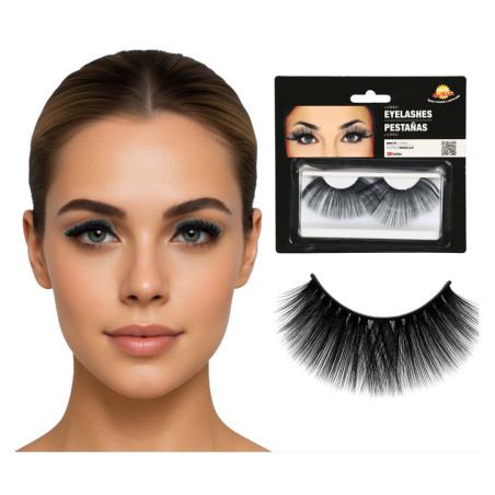 Pestañas Negras Jumbo Brillo Adhesivas 