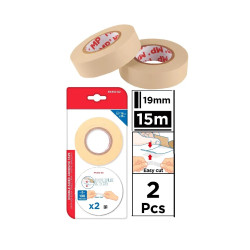 Cinta Adhesiva Doble Cara 19mm x 15m (2 Rollos)